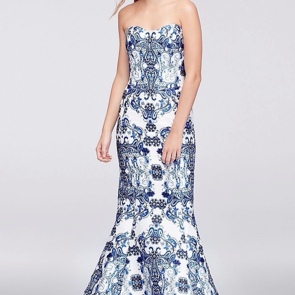 Paisley Print Mikado Mermaid Dress - Picture 1 of 2